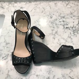 New Via Spiga Black Platform Studded Sandals Sz 7